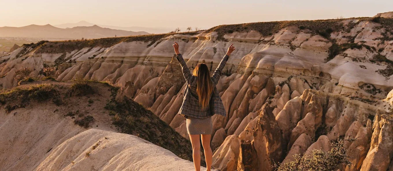 Happy Woman in Cappadocia Valley